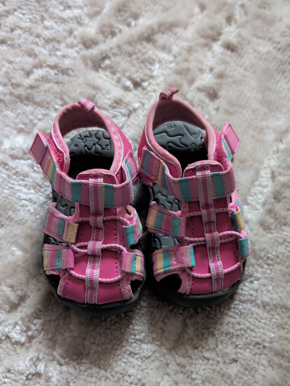 Toddler Pink Multi-Striped Closed-Toe Sandals